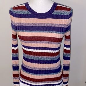 AE Crew Neck Fitted Multi Stripes Sweater small